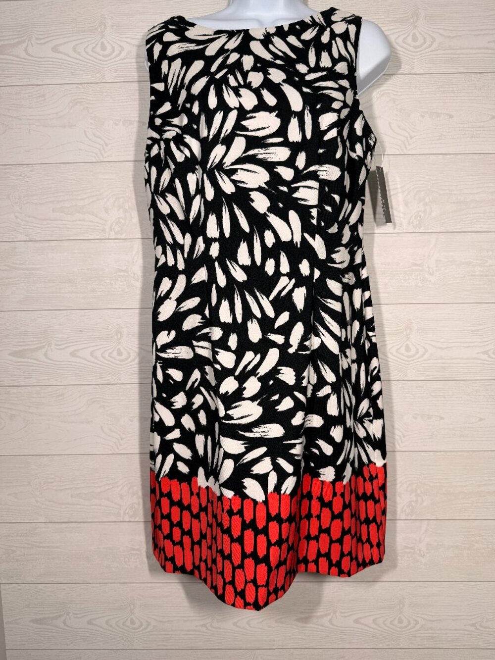 ALYX NWT Abstract Floral Shift Dress Size 10 Black White Red